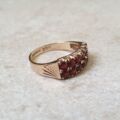 Two Row Garnet Ring in 9ct Gold