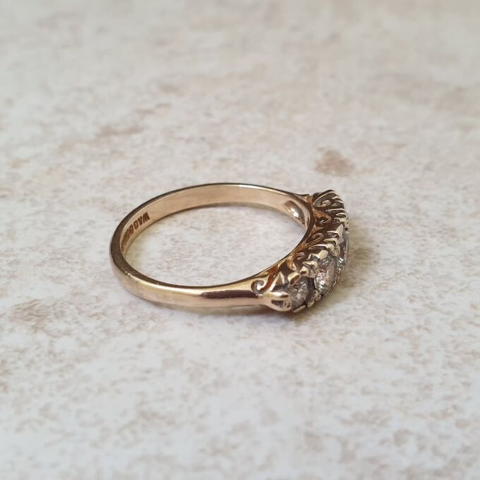 Graduating Synthetic Spinel Five Stone Ring in 9ct Gold