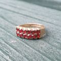 Two Row Garnet Ring in 9ct Gold