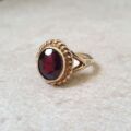 Heavyweight Garnet Solitaire Ring in 9ct Gold