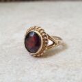 Heavyweight Garnet Solitaire Ring in 9ct Gold
