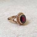 Heavyweight Garnet Solitaire Ring in 9ct Gold