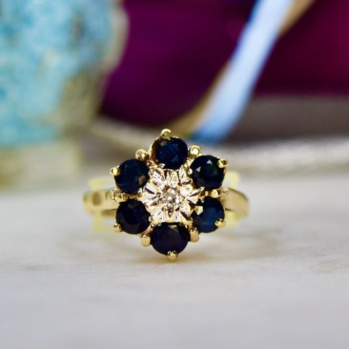 Sapphire and Diamond Ring in 9ct Gold