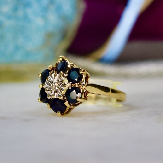 Sapphire and Diamond Ring in 9ct Gold