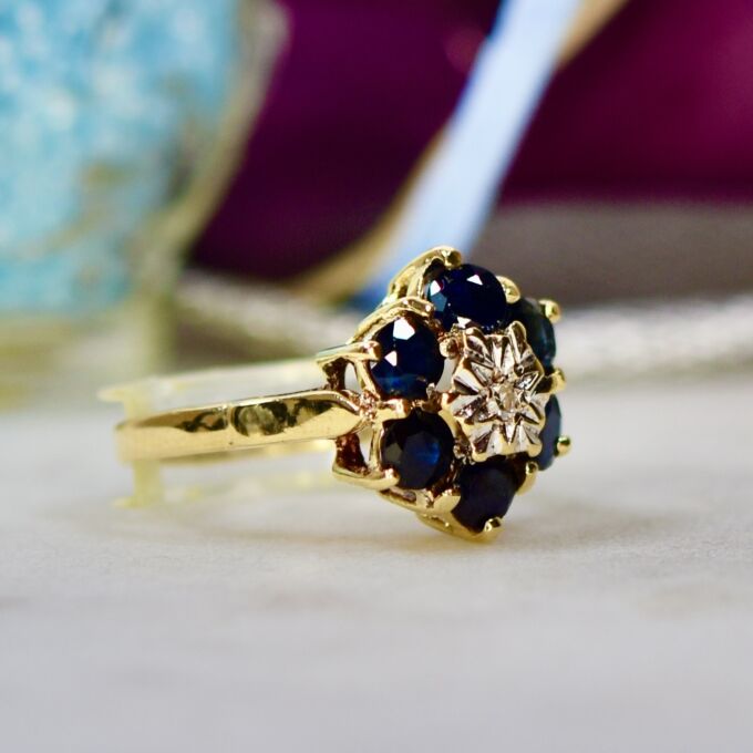 Sapphire and Diamond Ring in 9ct Gold