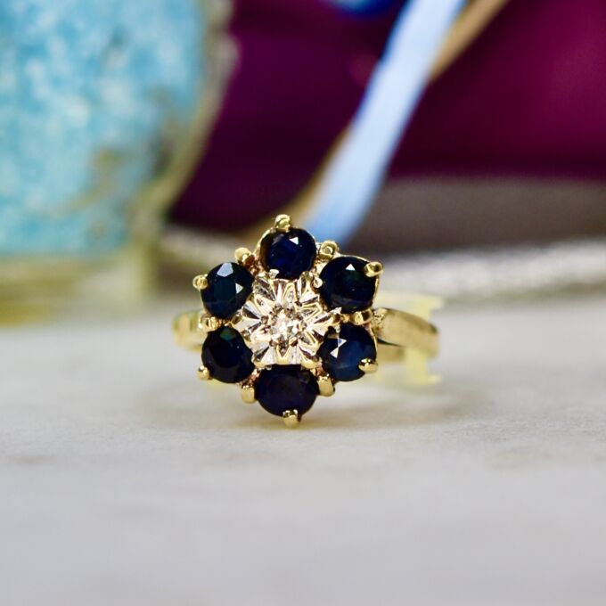 Sapphire and Diamond Ring in 9ct Gold