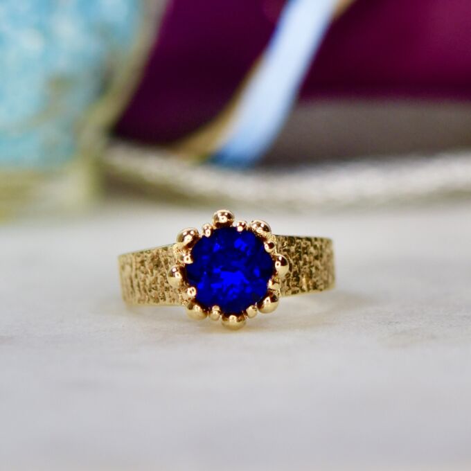Synthetic Blue Sapphire Ring in 9ct Gold