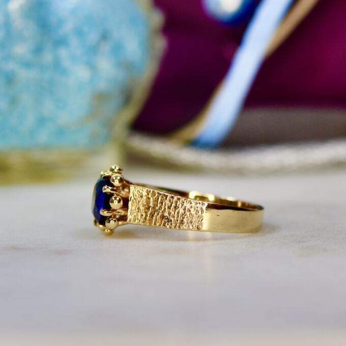 Synthetic Blue Sapphire Ring in 9ct Gold