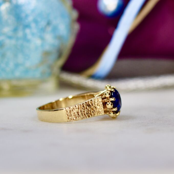 Synthetic Blue Sapphire Ring in 9ct Gold