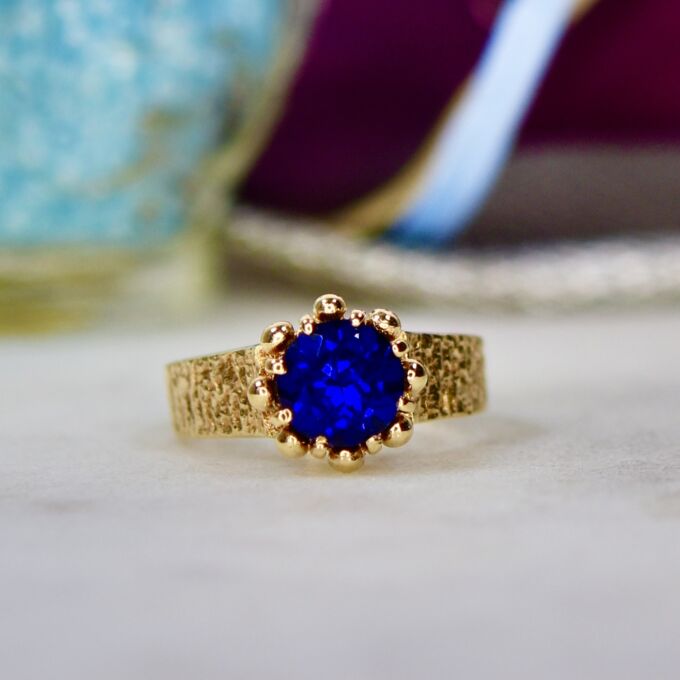 Synthetic Blue Sapphire Ring in 9ct Gold