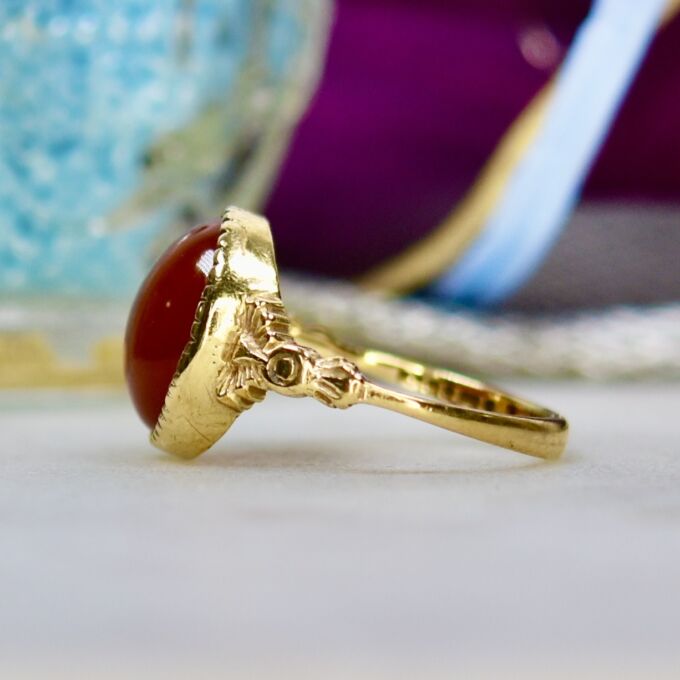 Carnelian Cabochon Ring in 9ct Gold