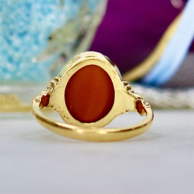 Carnelian Cabochon Ring in 9ct Gold