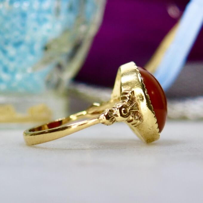 Carnelian Cabochon Ring in 9ct Gold