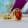 Carnelian Cabochon Ring in 9ct Gold