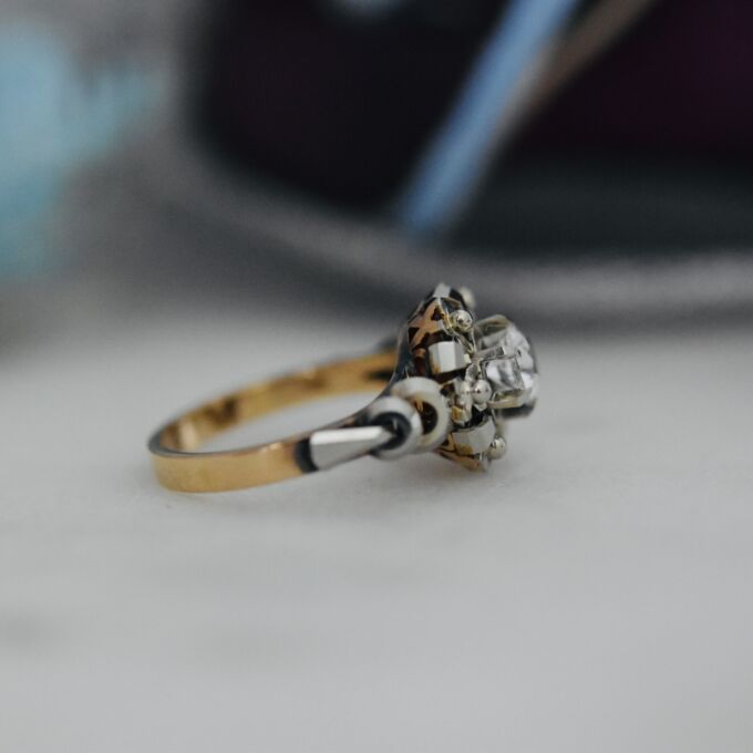 Quirky Ornate Synthetic Spinel Ring in 14ct Gold