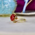 Garnet Cabochon Bypass Ring in 9ct Gold