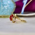 Garnet Cabochon Bypass Ring in 9ct Gold