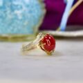 Garnet Cabochon Bypass Ring in 9ct Gold