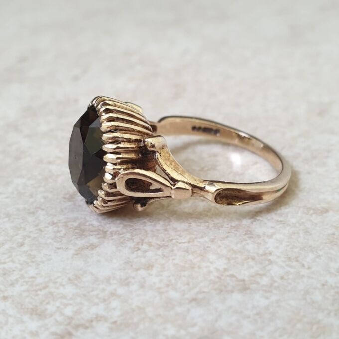 Smoky Quartz Solitaire Ring in 9ct Gold