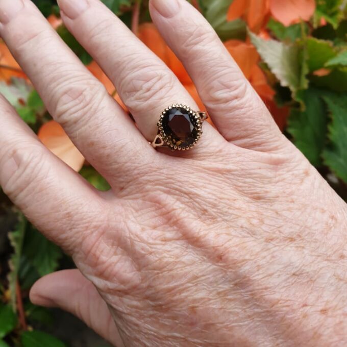 Smoky Quartz Solitaire Ring in 9ct Gold