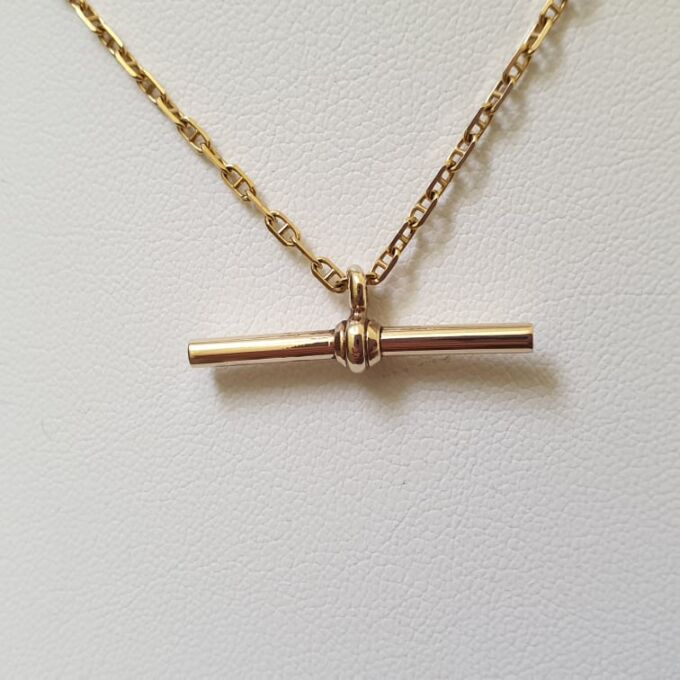 Plain T or Albert Bar in 9ct Yellow Gold