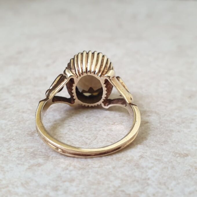 Smoky Quartz Solitaire Ring in 9ct Gold