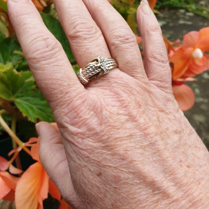 Diamond Set Buckle Ring in 9ct Gold