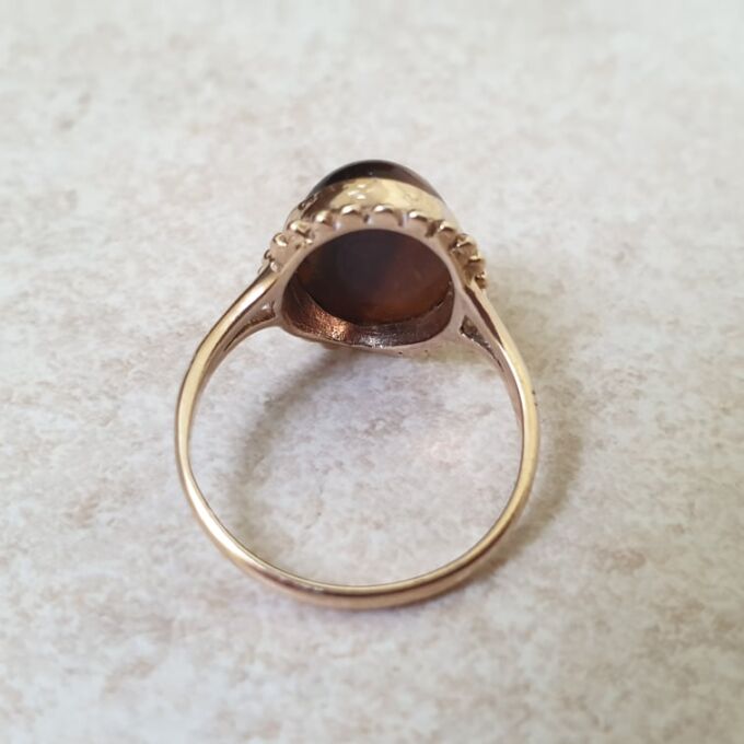 Tigers Eye Cabochon Ring in 9ct Gold