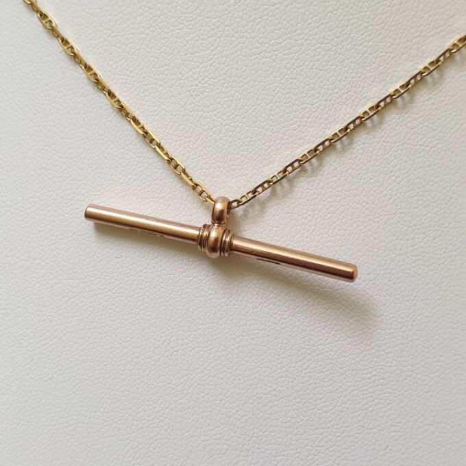 Antique Albert or T Bar Pendant in 9ct Rose Gold
