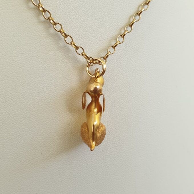 Long Eared Sitting Dog Pendant in 9ct Gold