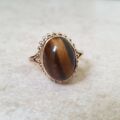 Tigers Eye Cabochon Ring in 9ct Gold