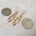 Embossed Long Drop Earrings in 9ct Gold