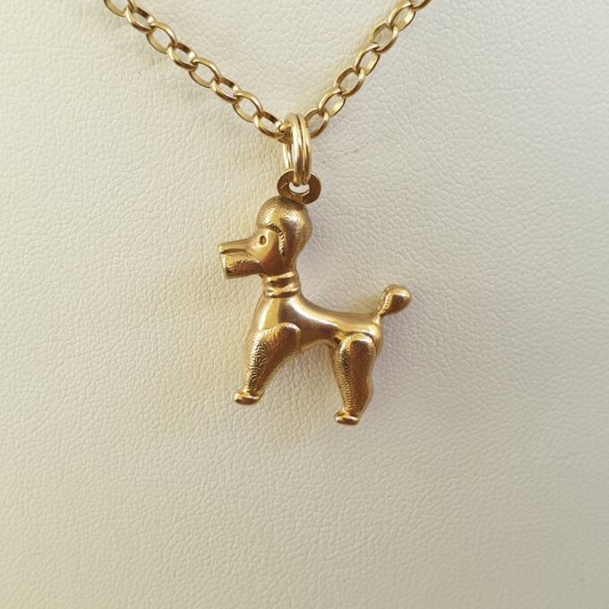 Poodle Charm Pendant in 9ct Gold