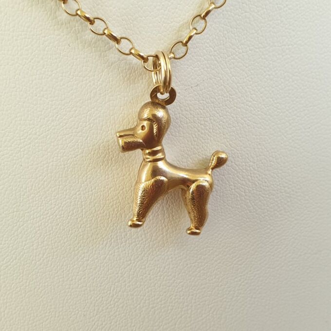 Poodle Charm Pendant in 9ct Gold