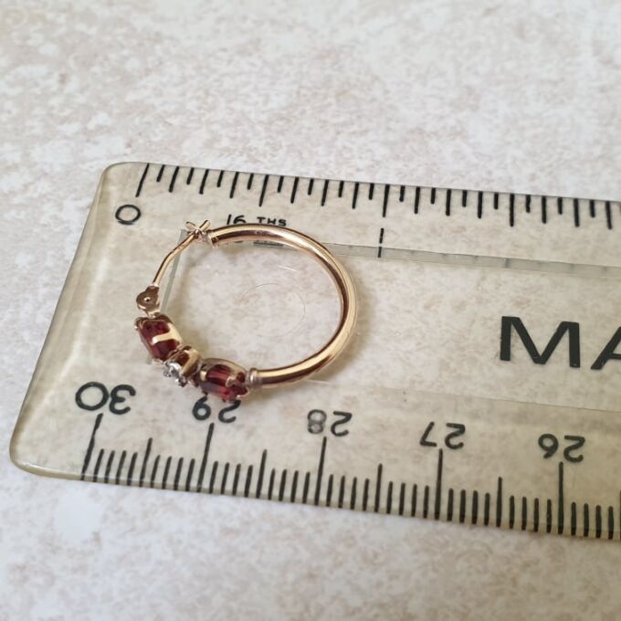 Garnet Hoop Earrings in 9ct Gold