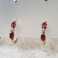 Garnet Hoop Earrings in 9ct Gold