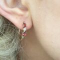 Garnet Hoop Earrings in 9ct Gold