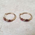 Garnet Hoop Earrings in 9ct Gold