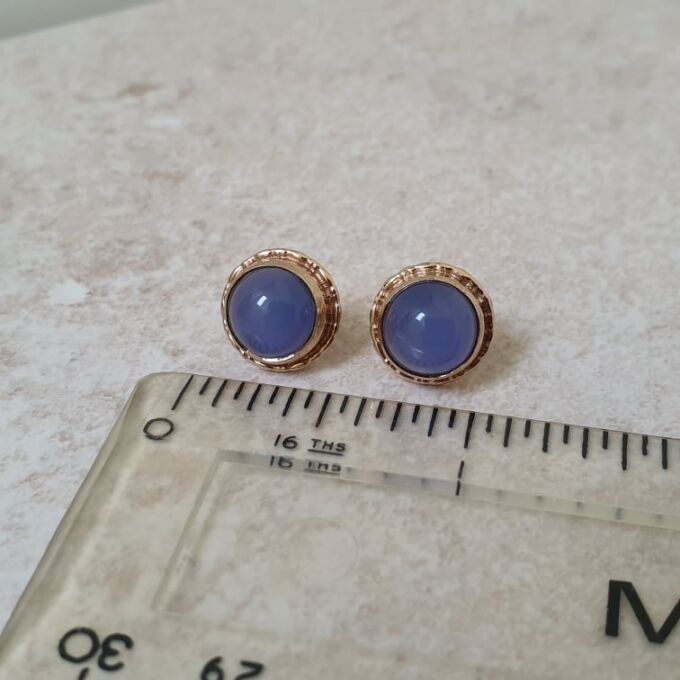 Reserved – Blue Chalcedony Stud Earrings in 9ct Gold