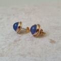 Reserved – Blue Chalcedony Stud Earrings in 9ct Gold