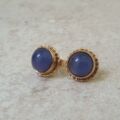 Reserved – Blue Chalcedony Stud Earrings in 9ct Gold