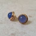 Reserved – Blue Chalcedony Stud Earrings in 9ct Gold