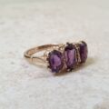 Three Stone Amethyst Ring in 9ct Gold