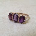 Three Stone Amethyst Ring in 9ct Gold