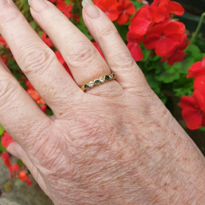 Emerald and Diamond Stacking Band in 18ct Gold