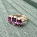 Three Stone Amethyst Ring in 9ct Gold