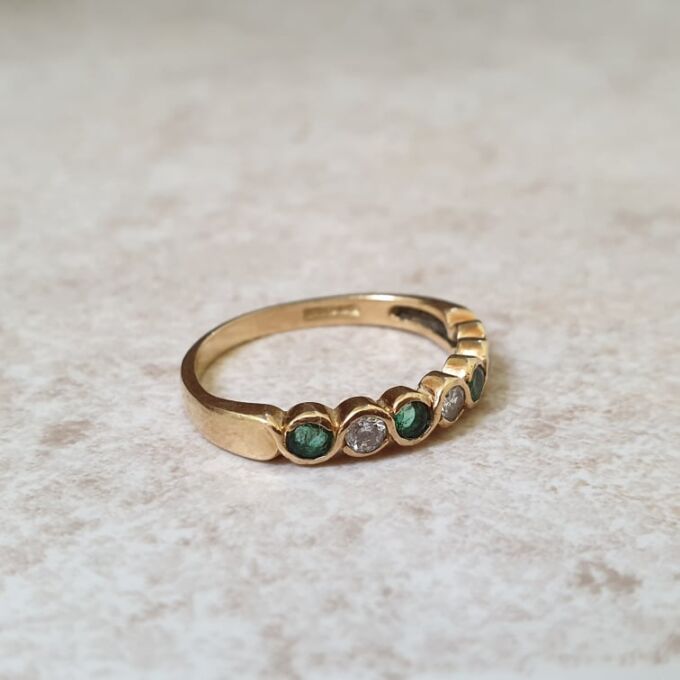 Emerald and Diamond Stacking Band in 18ct Gold