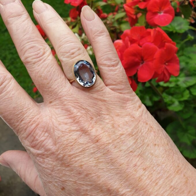 Synthetic Spinel Solitaire Ring in 9ct Gold