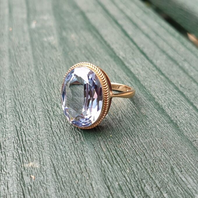 Synthetic Spinel Solitaire Ring in 9ct Gold