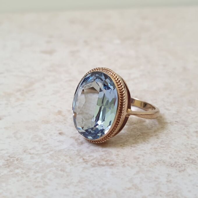 Synthetic Spinel Solitaire Ring in 9ct Gold